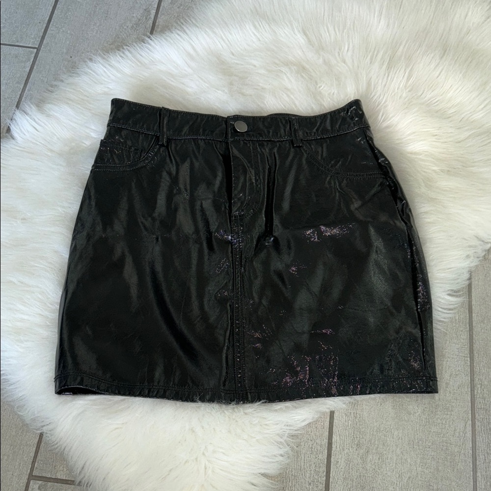 Fashion Nova Black Mini Vynil Skirt for Night Out